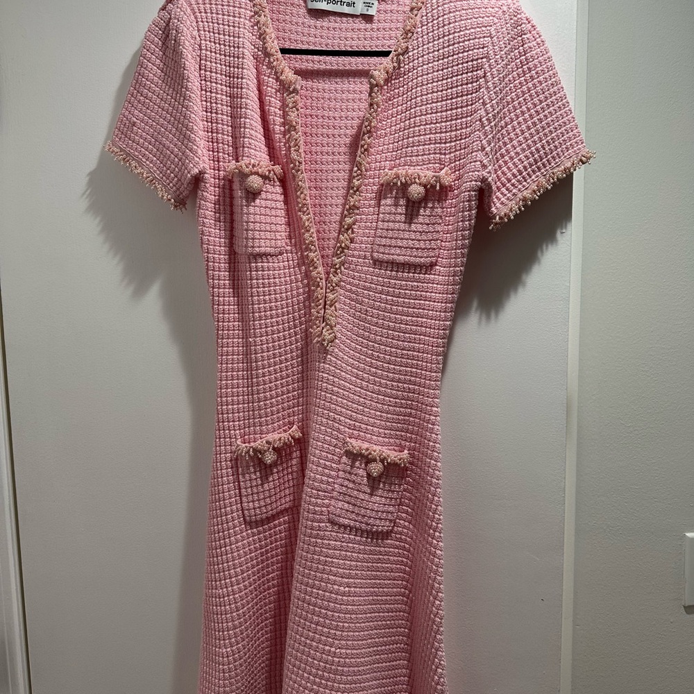 Self-Portrait Pink Textured Mini Dress
